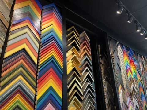 samples hanging in a frame shop example